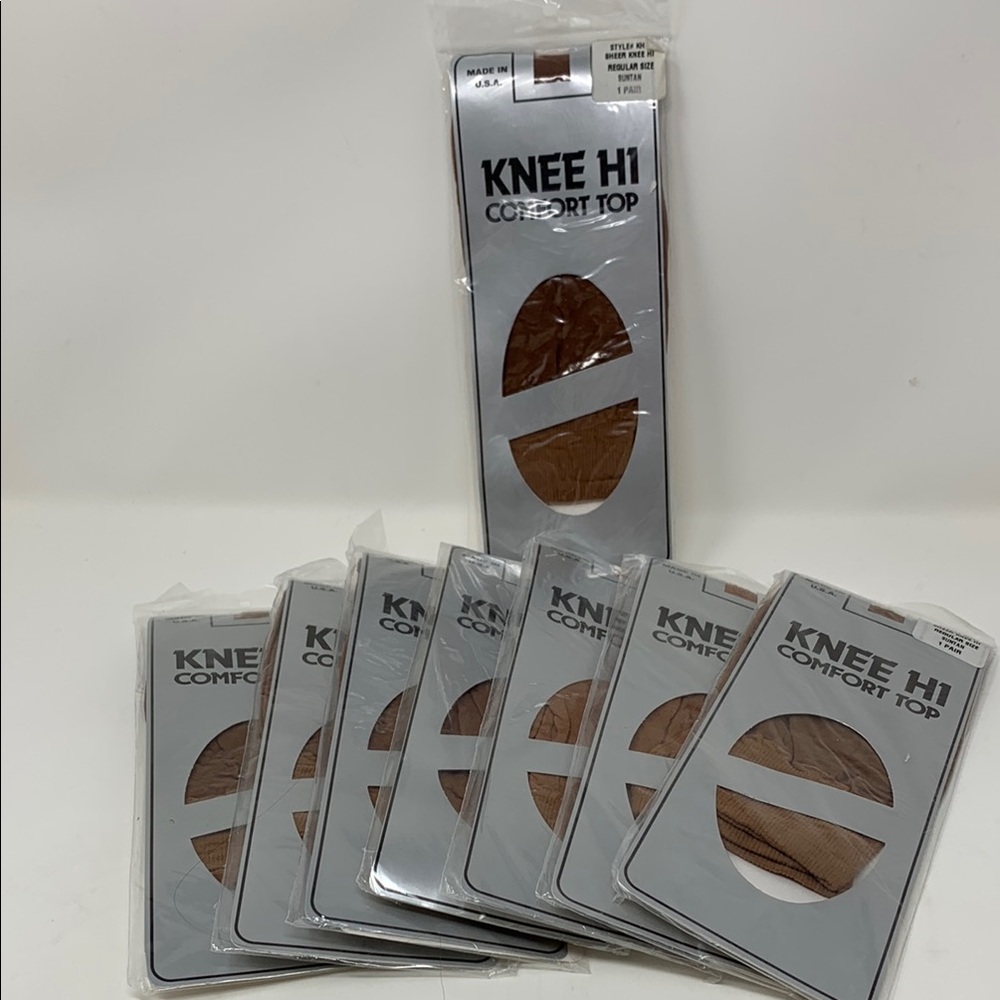 8 Pkgs Knee Hi Comfort Top Hosiery
